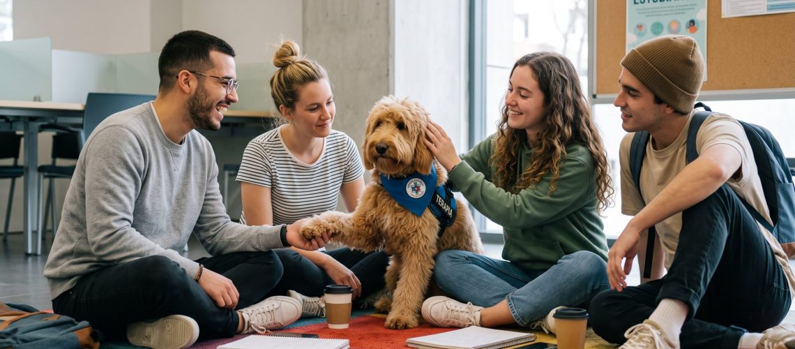 Un estudio revela que los perros de terapia actúan como catalizadores sociales en los campus universitarios